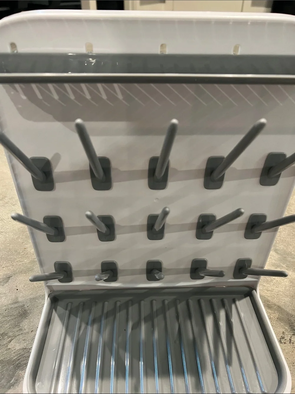 White & Gray Bottle Drying Rack - Compact Kitchen Drying Stand